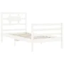 White solid wood bed frame with headboard by , Beds and slatted bases - Ref: Foro24-3194407, Price: 100,84 €, Discount: %