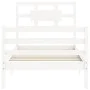 White solid wood bed frame with headboard by , Beds and slatted bases - Ref: Foro24-3194407, Price: 100,84 €, Discount: %