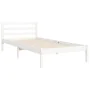 White solid wood bed frame with headboard by , Beds and slatted bases - Ref: Foro24-3194407, Price: 100,84 €, Discount: %