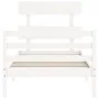 White solid wood bed frame with headboard by , Beds and slatted bases - Ref: Foro24-3195057, Price: 93,40 €, Discount: %