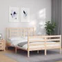 Bed frame with solid wood headboard 140x190 cm by , Beds and slatted bases - Ref: Foro24-3194681, Price: 118,87 €, Discount: %