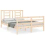 Bed frame with solid wood headboard 140x190 cm by , Beds and slatted bases - Ref: Foro24-3194681, Price: 118,87 €, Discount: %