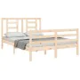 Bed frame with solid wood headboard 140x190 cm by , Beds and slatted bases - Ref: Foro24-3194681, Price: 118,87 €, Discount: %