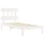 Single bed frame with white solid wood headboard by , Beds and slatted bases - Ref: Foro24-3193557, Price: 108,55 €, Discount: %