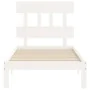 Single bed frame with white solid wood headboard by , Beds and slatted bases - Ref: Foro24-3193557, Price: 108,55 €, Discount: %