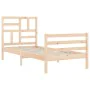 Single bed frame with solid wood headboard by , Beds and slatted bases - Ref: Foro24-3194856, Price: 98,94 €, Discount: %