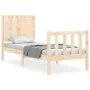 Single bed frame with solid wood headboard by , Beds and slatted bases - Ref: Foro24-3192906, Price: 101,18 €, Discount: %