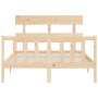 Double bed frame with solid wood headboard by , Beds and slatted bases - Ref: Foro24-3193246, Price: 148,24 €, Discount: %