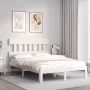 White solid wood bed frame with headboard 140x190 cm by , Beds and slatted bases - Ref: Foro24-3193577, Price: 135,02 €, Disc...