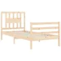 Single bed frame with solid wood headboard by , Beds and slatted bases - Ref: Foro24-3194531, Price: 92,30 €, Discount: %