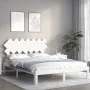 White solid wood bed frame with headboard 140x200 cm by , Beds and slatted bases - Ref: Foro24-3193727, Price: 140,34 €, Disc...