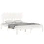 White solid wood bed frame with headboard 140x200 cm by , Beds and slatted bases - Ref: Foro24-3193727, Price: 140,34 €, Disc...