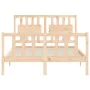 Bed frame with solid wood headboard 140x190 cm by , Beds and slatted bases - Ref: Foro24-3192406, Price: 131,45 €, Discount: %