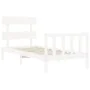 White solid wood bed frame with headboard 100x200 cm by , Beds and slatted bases - Ref: Foro24-3193262, Price: 121,63 €, Disc...