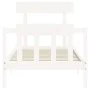 White solid wood bed frame with headboard 100x200 cm by , Beds and slatted bases - Ref: Foro24-3193262, Price: 121,63 €, Disc...