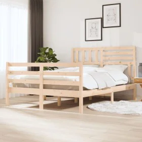 Solid wood bed frame 140x190 cm by , Beds and slatted bases - Ref: Foro24-3101068, Price: 132,02 €, Discount: %