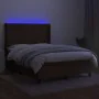 Box spring bed mattress LED lights dark brown fabric 140x190 cm by , Beds and slatted bases - Ref: Foro24-3138472, Price: 537...