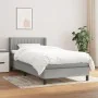 Box spring bed with light gray fabric mattress 90x190 cm by , Beds and slatted bases - Ref: Foro24-3129833, Price: 318,36 €, ...