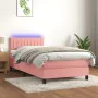 Boxspringbett mit Matratze und LED-Rosa-Samt 90x200 cm von , Betten und Lattenroste - Ref: Foro24-3134506, Preis: 326,24 €, R...