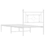 Metal bed frame with white headboard 100x190 cm by , Beds and slatted bases - Ref: Foro24-374382, Price: 66,80 €, Discount: %