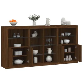 Sideboard mit LED-Leuchten, braune Eiche, 202 x 37 x 100 cm von , Sideboards - Ref: Foro24-3209190, Preis: 265,46 €, Rabatt: %