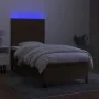 Boxspringbett-Matratze und LED-Leuchten aus dunkelbraunem Stoff, 80 x 200 cm von , Betten und Lattenroste - Ref: Foro24-31348...