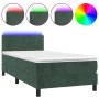 Box spring bed with mattress and LED dark green velvet 100x200cm by , Beds and slatted bases - Ref: Foro24-3134390, Price: 34...