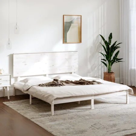 White solid wood bed frame Supe King 180x200 cm by , Beds and slatted bases - Ref: Foro24-3104819, Price: 178,74 €, Discount: %