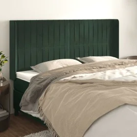 Headboard with dark green velvet ears 163x16x118/128cm by , Headboards and footboards - Ref: Foro24-3119875, Price: 133,92 €,...