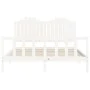 Double bed frame with white solid wood headboard by , Beds and slatted bases - Ref: Foro24-3192302, Price: 173,61 €, Discount: %