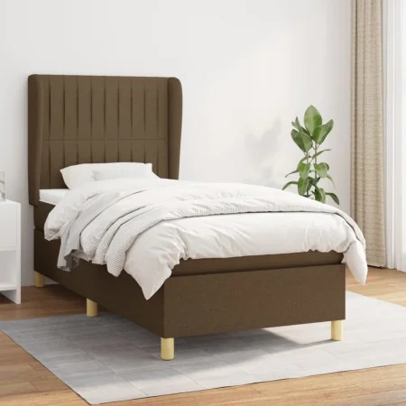 Box spring bed with dark brown fabric mattress 80x200 cm by , Beds and slatted bases - Ref: Foro24-3128640, Price: 330,16 €, ...