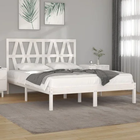 Solid white pine wood bed frame 120x190 cm by , Beds and slatted bases - Ref: Foro24-3103969, Price: 132,20 €, Discount: %