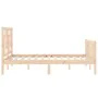 Double bed frame with solid wood headboard by , Beds and slatted bases - Ref: Foro24-3193116, Price: 146,69 €, Discount: %