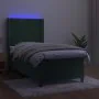 Box spring bed with mattress and LED dark green velvet 90x190 cm by , Beds and slatted bases - Ref: Foro24-3139658, Price: 36...