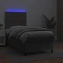 Box spring bed with mattress and LED gray synthetic leather 100x200 cm by , Beds and slatted bases - Ref: Foro24-3135871, Pri...