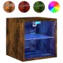 Wall-mounted TV cabinet with LED lights smoked oak 30x28.5x30 cm by , TV Furniture - Ref: Foro24-836981, Price: 31,35 €, Disc...