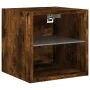 Wall-mounted TV cabinet with LED lights smoked oak 30x28.5x30 cm by , TV Furniture - Ref: Foro24-836981, Price: 31,35 €, Disc...