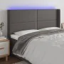 Cabecero con LED cuero sintético gris 203x16x118/128 cm de , Cabeceros y pies de cama - Ref: Foro24-3124020, Precio: 132,63 €...