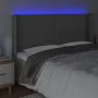 Cabecero con LED cuero sintético gris 203x16x118/128 cm de , Cabeceros y pies de cama - Ref: Foro24-3124020, Precio: 132,63 €...