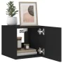 Wall TV cabinets with LED lights 2 pcs black 30.5x35x30 cm by , TV Furniture - Ref: Foro24-837221, Price: 57,54 €, Discount: %