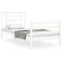 Single bed frame with white solid wood headboard by , Beds and slatted bases - Ref: Foro24-3194662, Price: 101,47 €, Discount: %