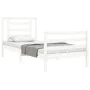 Single bed frame with white solid wood headboard by , Beds and slatted bases - Ref: Foro24-3194662, Price: 101,47 €, Discount: %