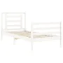 Single bed frame with white solid wood headboard by , Beds and slatted bases - Ref: Foro24-3194662, Price: 101,47 €, Discount: %