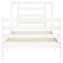 Single bed frame with white solid wood headboard by , Beds and slatted bases - Ref: Foro24-3194662, Price: 101,47 €, Discount: %