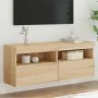 Wall-mounted TV cabinet with LED lights Sonoma oak 100x30x40 cm by , TV Furniture - Ref: Foro24-837213, Price: 65,70 €, Disco...