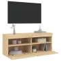 Wall-mounted TV cabinet with LED lights Sonoma oak 100x30x40 cm by , TV Furniture - Ref: Foro24-837213, Price: 65,70 €, Disco...