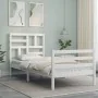 Single bed frame with white solid wood headboard by , Beds and slatted bases - Ref: Foro24-3194857, Price: 103,26 €, Discount: %