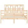 Double bed frame with solid wood headboard by , Beds and slatted bases - Ref: Foro24-3194351, Price: 136,50 €, Discount: %