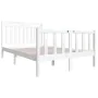 White solid wood double bed frame 135x190 cm by , Beds and slatted bases - Ref: Foro24-3100695, Price: 188,86 €, Discount: %