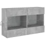 Wall-mounted TV stand with LED lights in concrete gray, 98.5x30x60.5 cm. by , TV Furniture - Ref: Foro24-837109, Price: 93,57...